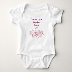 Artsy Grandma's Girl Flowers Hearts Personalise Baby Bodysuit