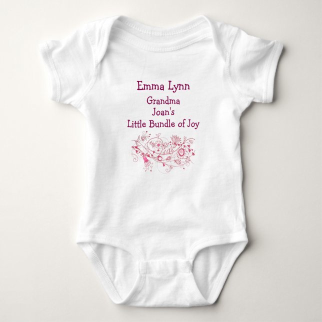 Artsy Grandma's Little Bundle of Joy Personalise  Baby Bodysuit (Front)