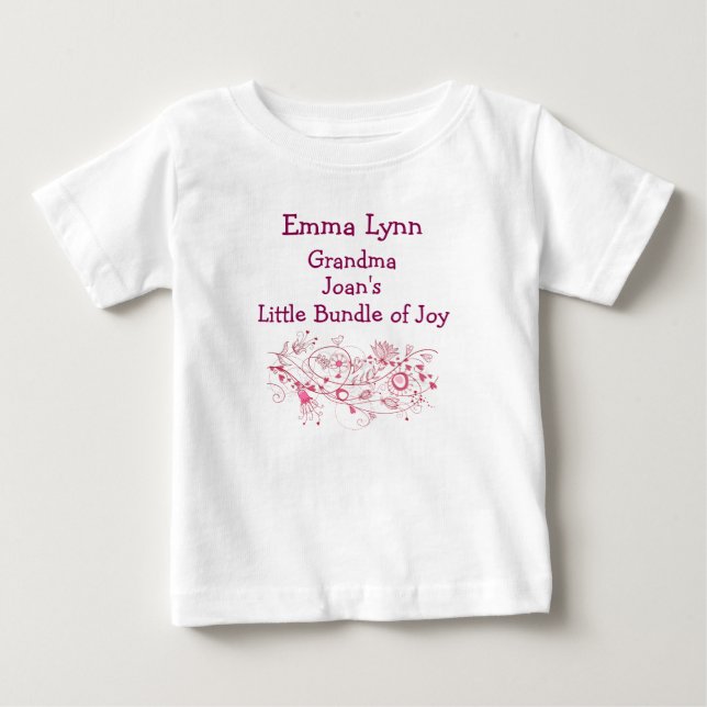 Artsy Grandma's Little Bundle of Joy Personalise Baby T-Shirt (Front)