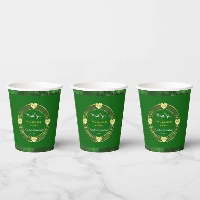 Artsy Green Earthy Abstract Wedding Party Event  Paper Cups (Multi)
