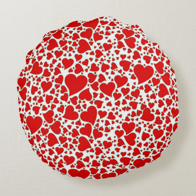 Artsy Holiday Hearts Round Cushion (Back)