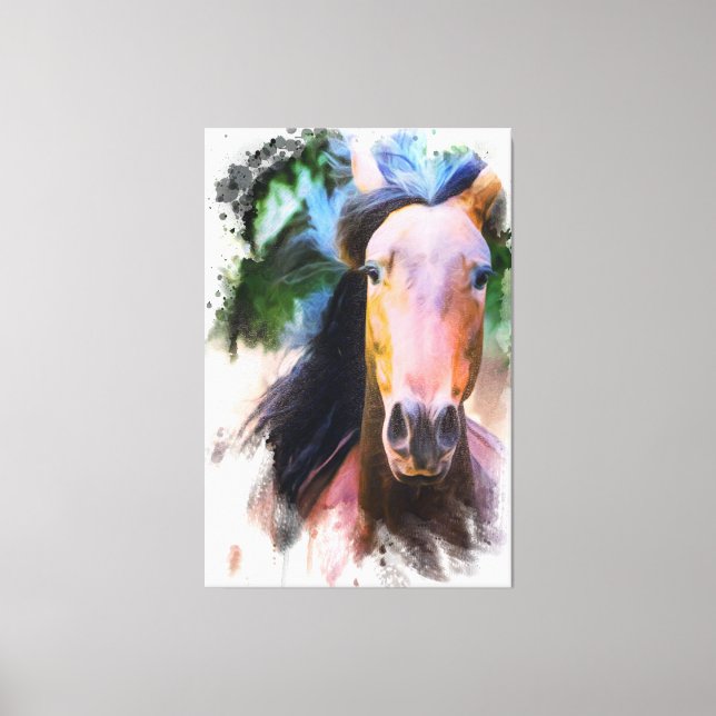 *~* Artsy Horse Equine AR22 Black Mane Canvas Print (Front)
