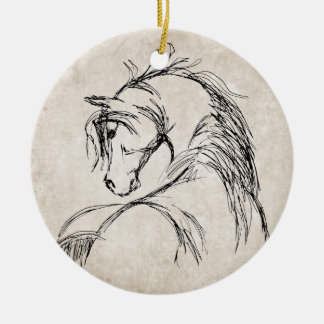 Artsy Horse Head Sketch Ceramic Tree Decoration