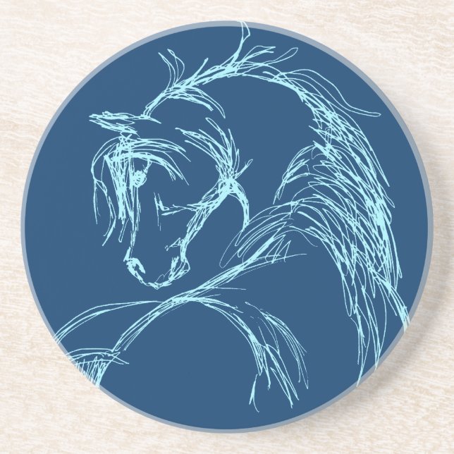 Artsy Horse Head Sketch Coaster (Front)
