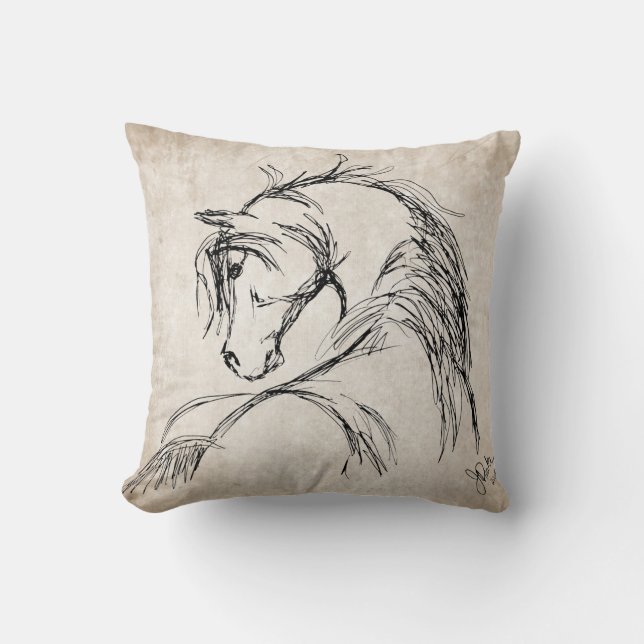 Artsy Horse Head Sketch Cushion (Front)