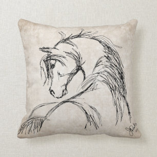 Artsy Horse Head Sketch Cushion