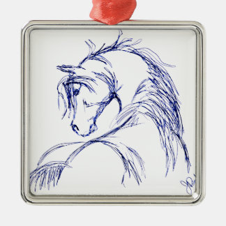 Artsy Horse Head Sketch Metal Tree Decoration