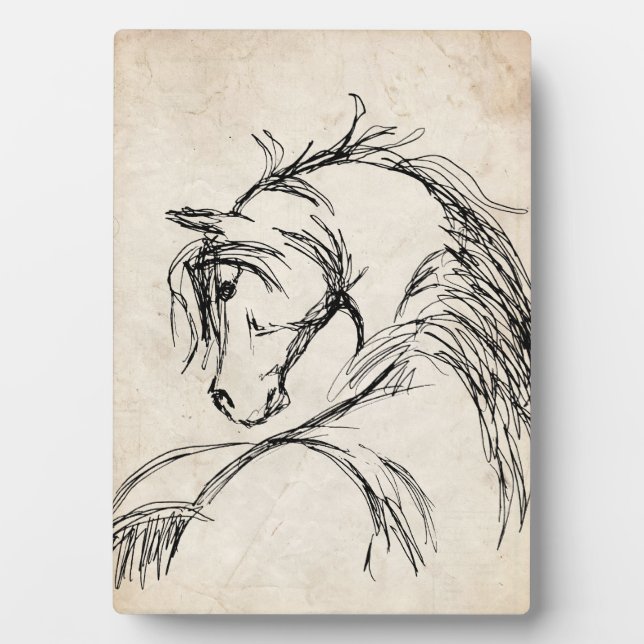 Artsy Horse Head Sketch Plaque (Front)