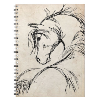 Artsy Horse Head Sketch Spiral Notebook