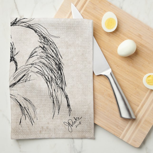 Artsy Horse Head Sketch Tea Towel (Quarter Fold)