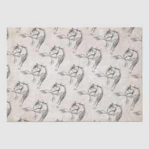Artsy Horse Head Sketch Tissue Paper
