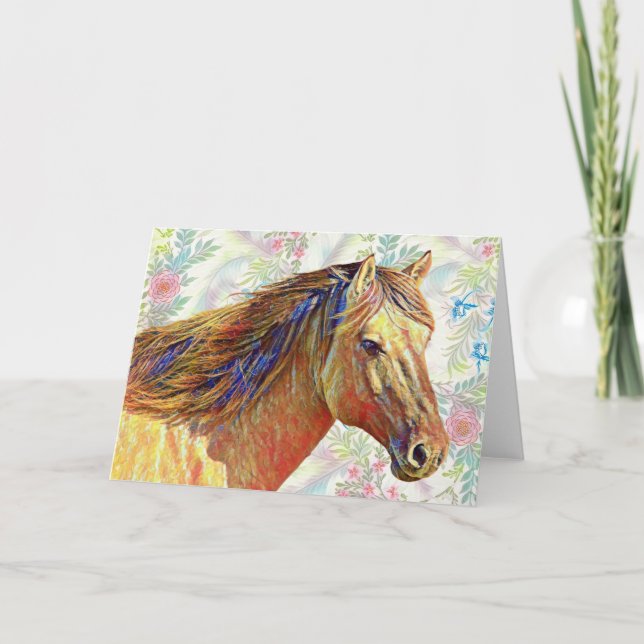 Artsy Horse on Pattern Art Note Card 2 (Front)