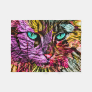 Artsy Kitty Cat Fleece Blanket