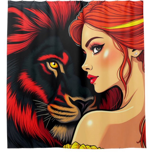 Artsy Lion and Lady Shower Curtain (Front)