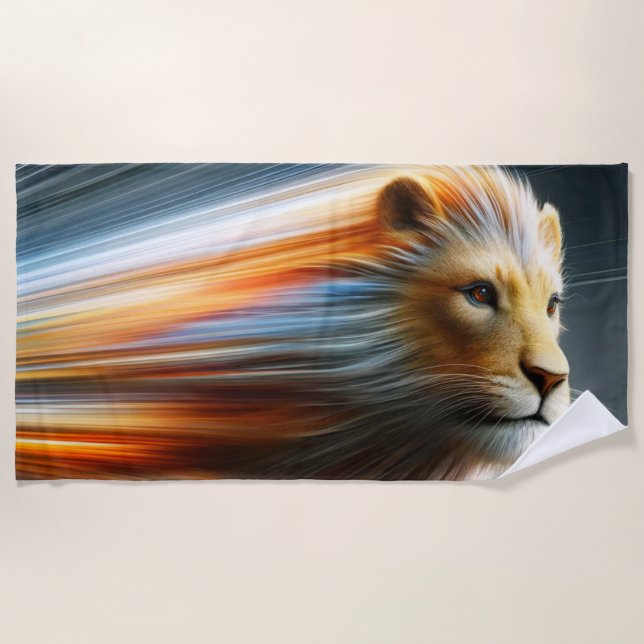 Artsy Lion Beach Towel (Front)