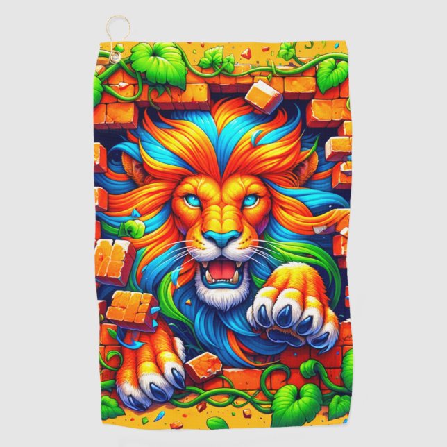 Artsy Lions Golf Towel (Front)