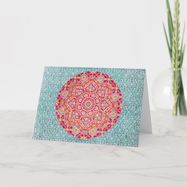 Artsy Mandala Pattern on Pattern Art Note Card 1 (Front)