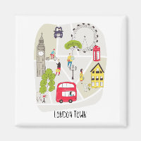 Artsy Map London England landmarks Characters