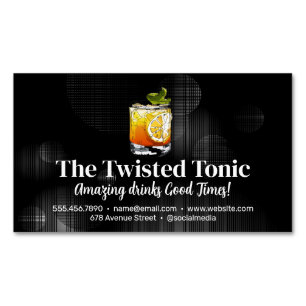 Artsy Mixed Cocktail Drinks Magnetic Business Card