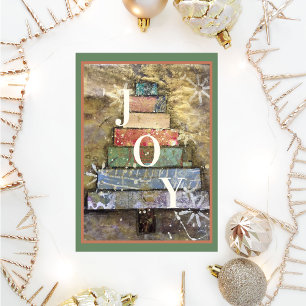 Artsy Mixed Media Christmas Tree Joy Holiday Card