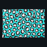 Artsy Modern Cyan Blue Leopard Animal Print Tea Towel<br><div class="desc">Artsy, modern, trendy, and girly black and white hand drawn leopard animal print pattern on a Cyan blue background. ***IMPORTANT DESIGN NOTE: For any custom design request such as matching product requests, colour changes, placement changes, or any other change request, please click on the "CONTACT" button or email the designer...</div>