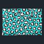 Artsy Modern Cyan Blue Leopard Animal Print Tea Towel<br><div class="desc">Artsy, modern, trendy, and girly black and white hand drawn leopard animal print pattern on a Cyan blue background. ***IMPORTANT DESIGN NOTE: For any custom design request such as matching product requests, colour changes, placement changes, or any other change request, please click on the "CONTACT" button or email the designer...</div>