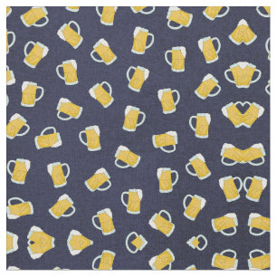 Artsy Modern Yellow Navy Watercolor Beer Steins Fabric