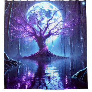 Artsy Moonlight Scene Shower Curtain