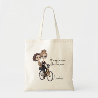 Artsy Mum/Daughter on Bicycle Drawing ‘Cool Mum’  Tote Bag