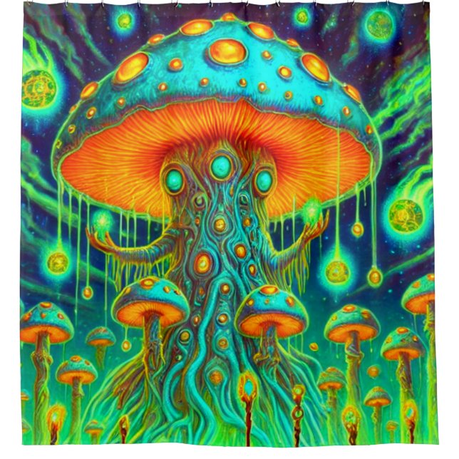 Artsy Mushroom Design Shower Curtain (Front)