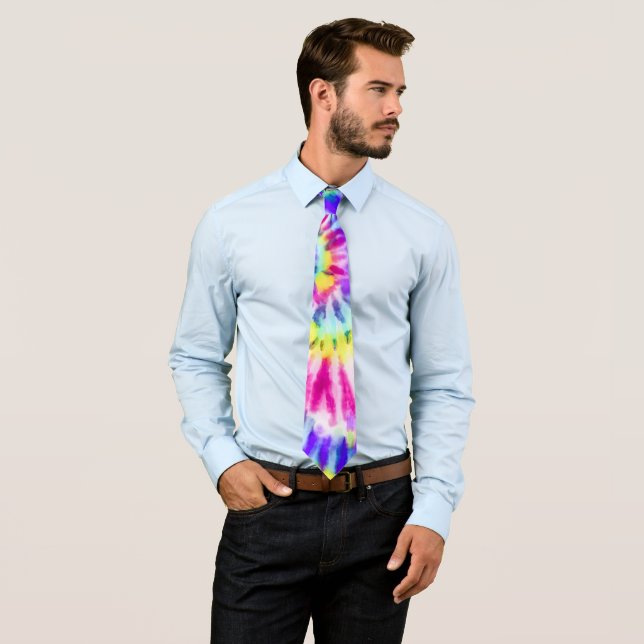 Artsy Neon Rainbow Tie Dye Watercolor Pattern (In Situ)