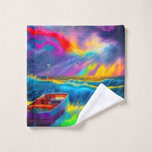 Artsy Ocean Scene Wash Cloth