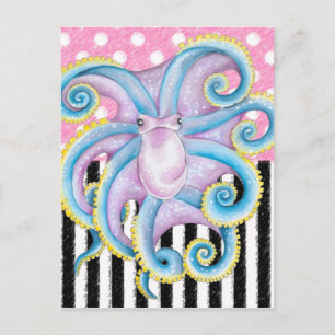 Artsy Octopus Pink Postcard