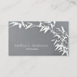 Artsy Oriental Zen Bamboo Shrub Grey & White Business Card