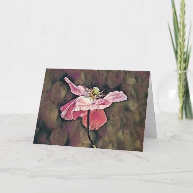 Artsy Ornamental Poppy Wildflower Art Note Card (Front)