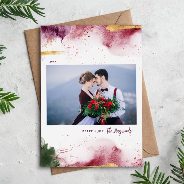 Artsy Peace and Joy Photo Holiday Card (Creator Uploaded)