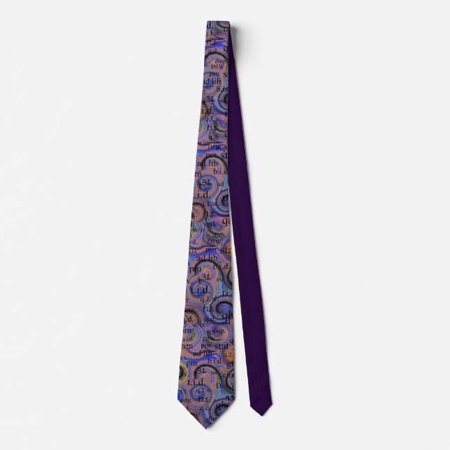 Artsy Pharmacist Abbreviations Tie Purple (Front)