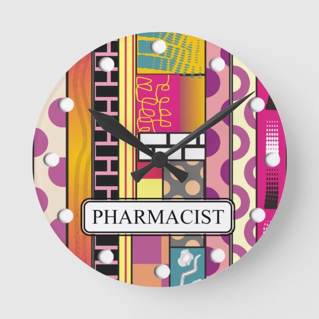 Artsy Pharmacist Gifts Round Clock (Front)