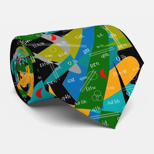 Artsy Pharmacist's Abbreviations Tie Abstract 19 (Rolled)