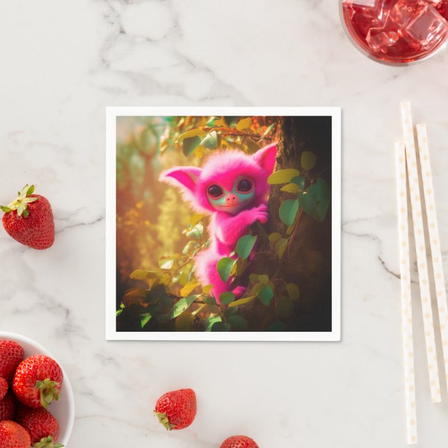 Artsy Pink Creature Napkin (Insitu)