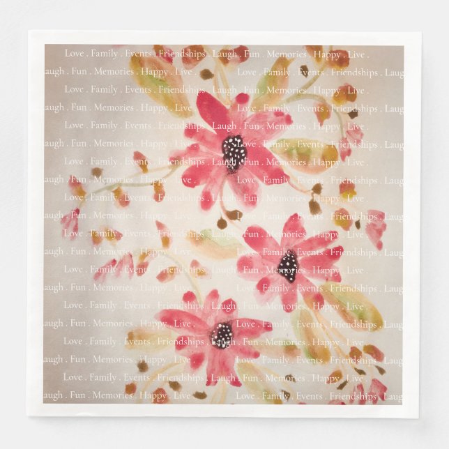 Artsy Pink Floral Designer Napkin (Front)