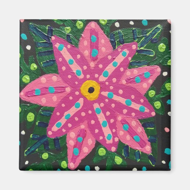 Artsy Pink Flower Magnet (Front)