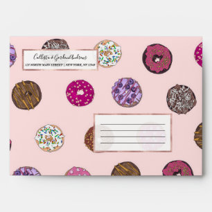 Artsy Pink Sprinkle Doughnuts Watercolor Pattern Envelope