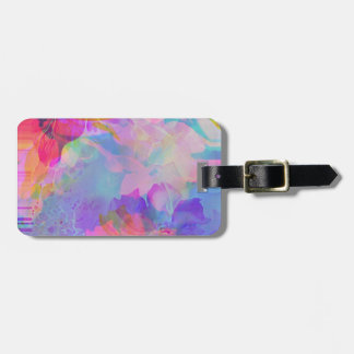 Artsy, purple floral  luggage tag