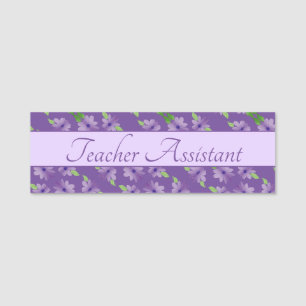 Artsy Purple Flowered Name Tag