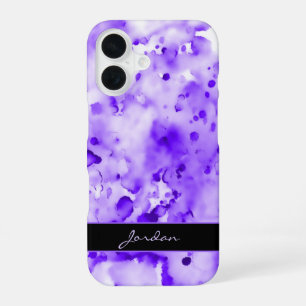 Artsy Purple Watercolor Paint Splatters w/ Name iPhone 16 Case