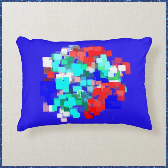 Artsy Red and Blue Abstract Decorative Cushion (Creator Uploaded)