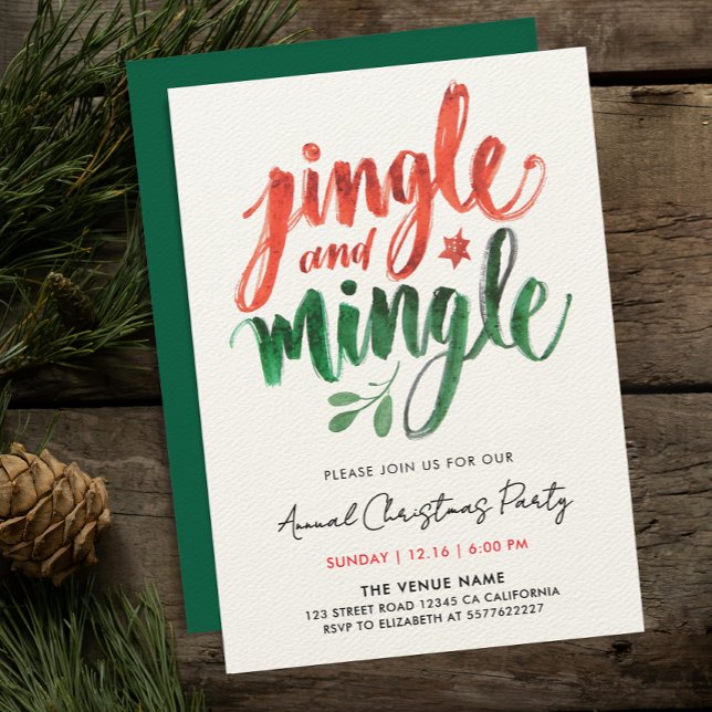 Artsy Red And Green Christmas Brush Calligraphy  Invitation (Creator Uploaded)