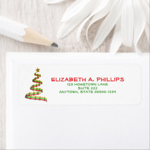 Artsy Red, Green and Gold Christmas Tree Artwork