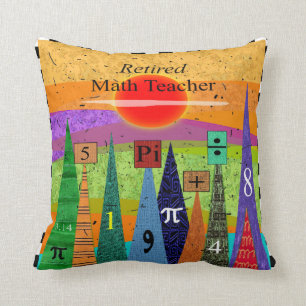 Artsy Retired Math Teacher Pillow "Numbers Forest"